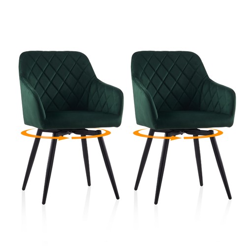 Swivel velvet dining chairs - 2,