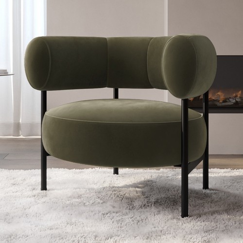 Green velvet curved accent - green,